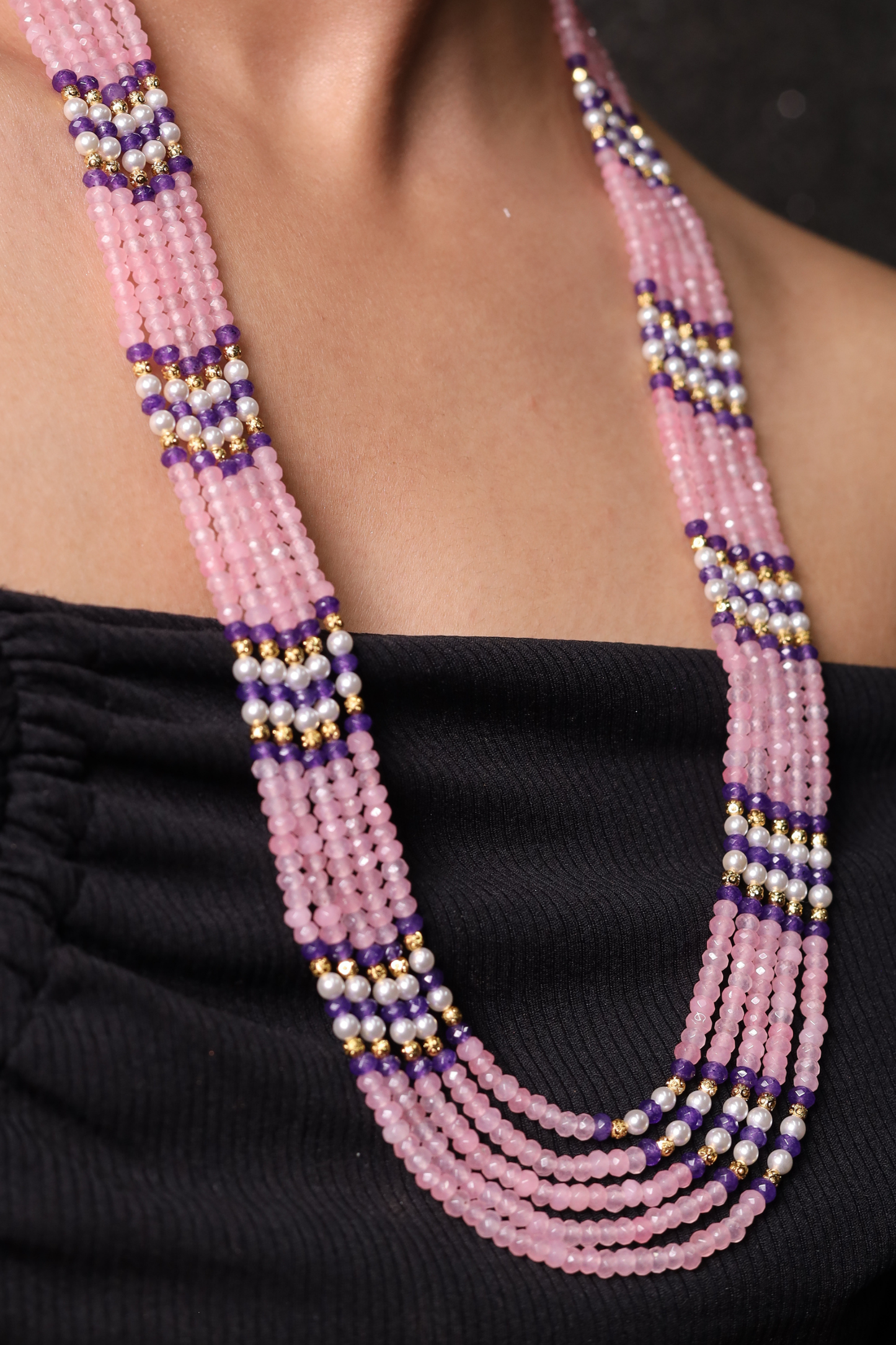 Pink Onyx Layered Necklace