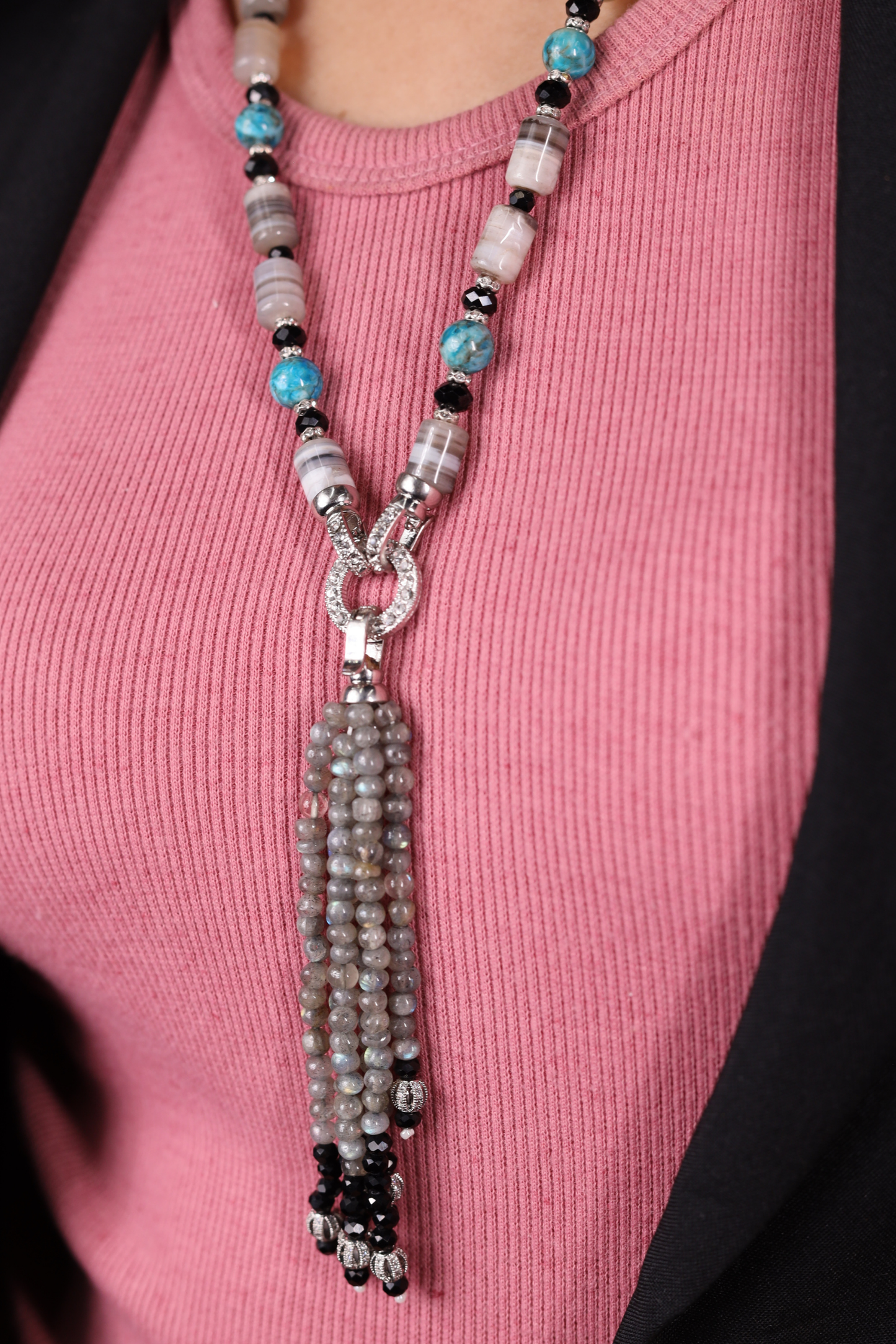 Labradorite & Turquoise contemporary Necklace
