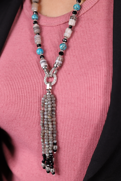 Labradorite & Turquoise contemporary Necklace