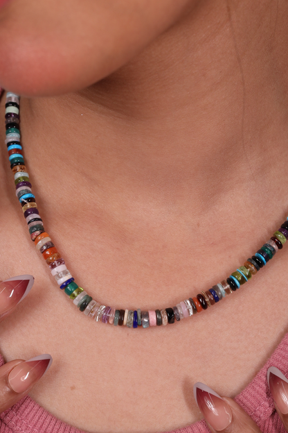 Multi Heishi cut  Natural Beads  Necklace