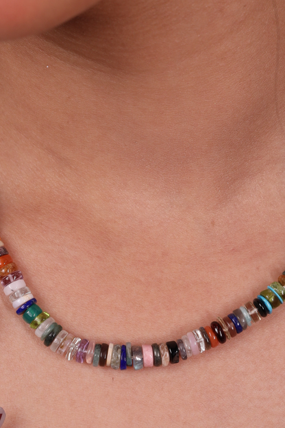 Multi Heishi cut  Natural Beads  Necklace