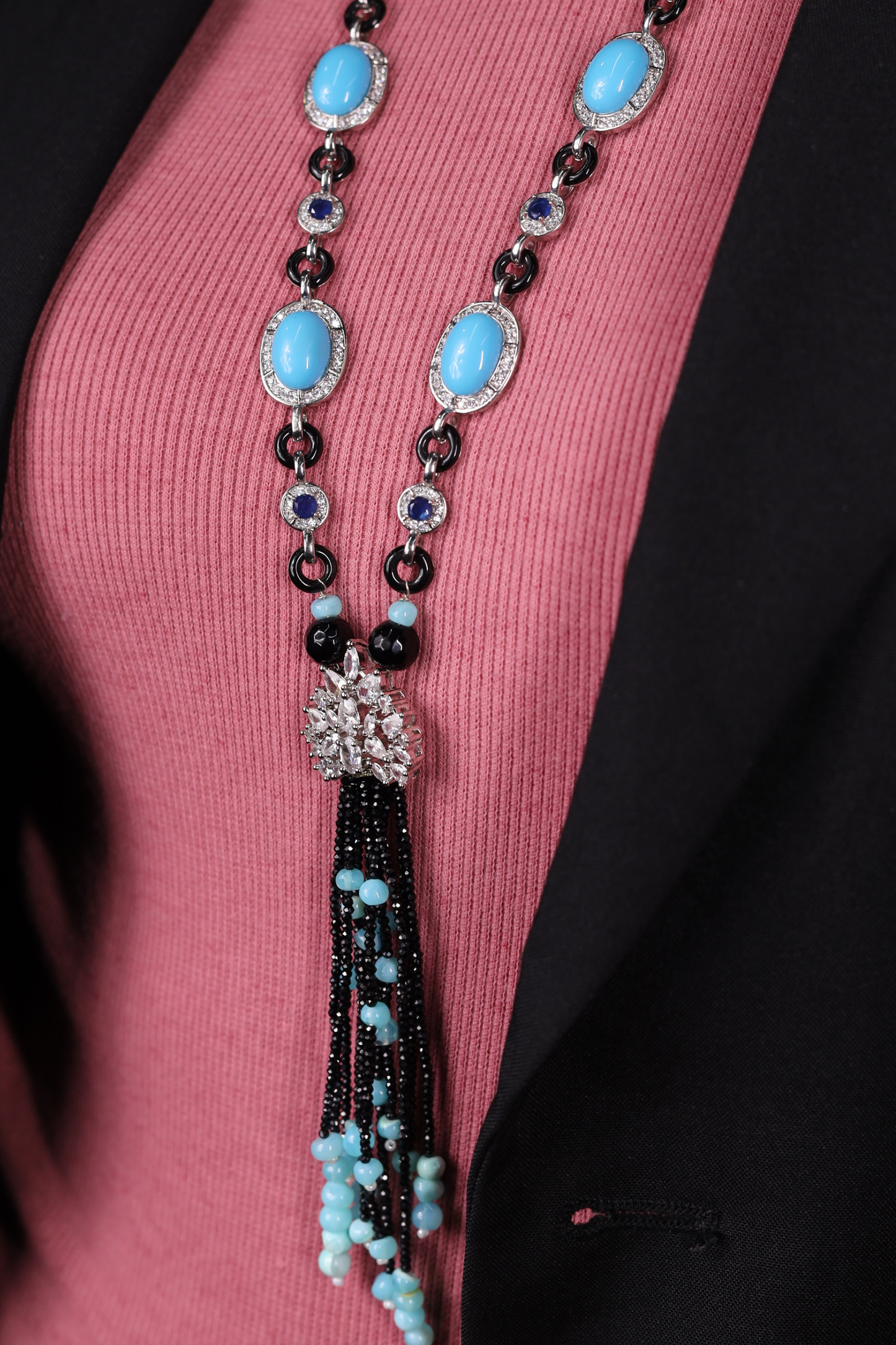 Admirable Turquoise & Black contemporary   Necklace