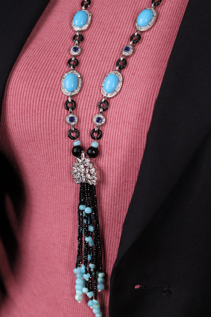 Admirable Turquoise & Black contemporary   Necklace