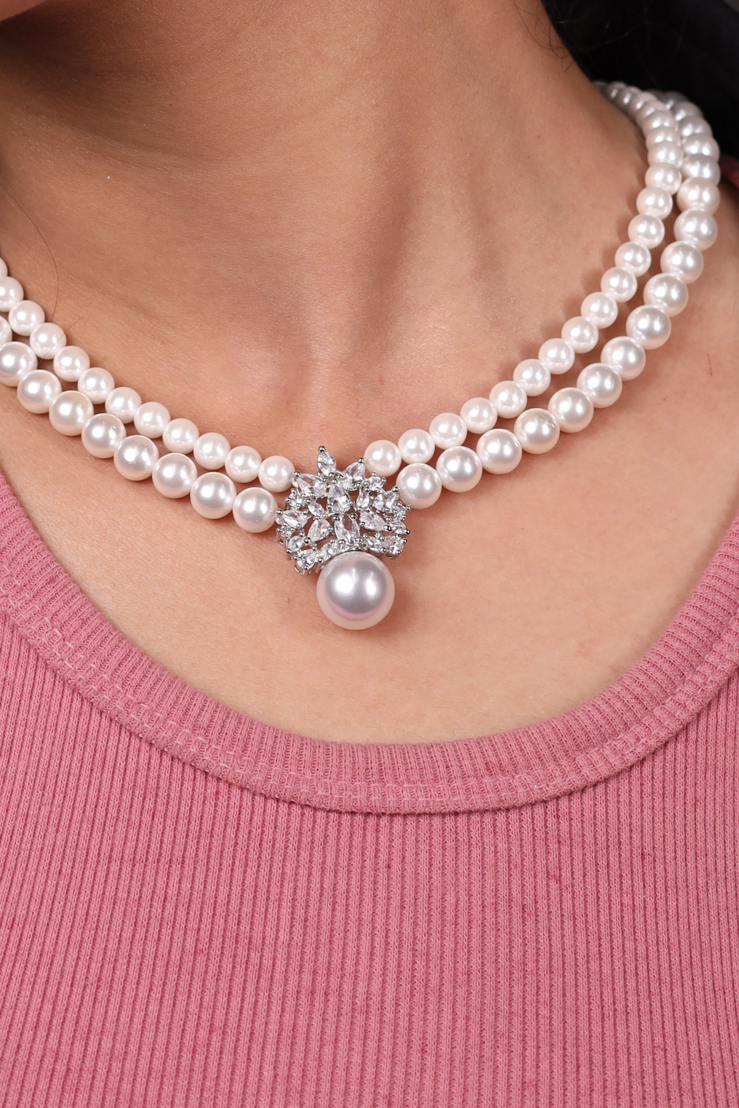 Elegant Pearls &  Pendant Necklace