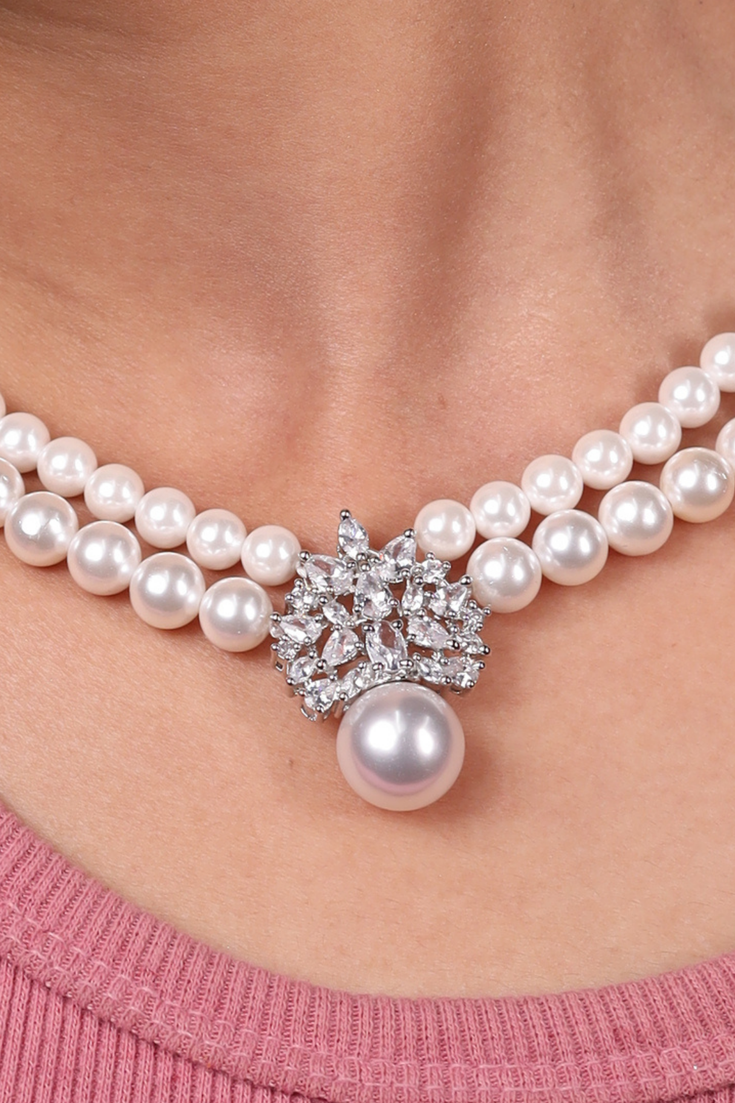 Elegant Pearls &  Pendant Necklace