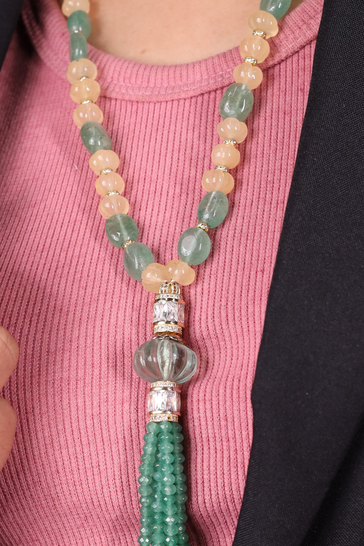 Yellow Aventurine & Green  contemporary Necklace