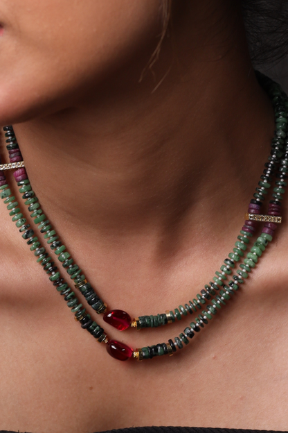 Ruby Zoisite Beads Necklace