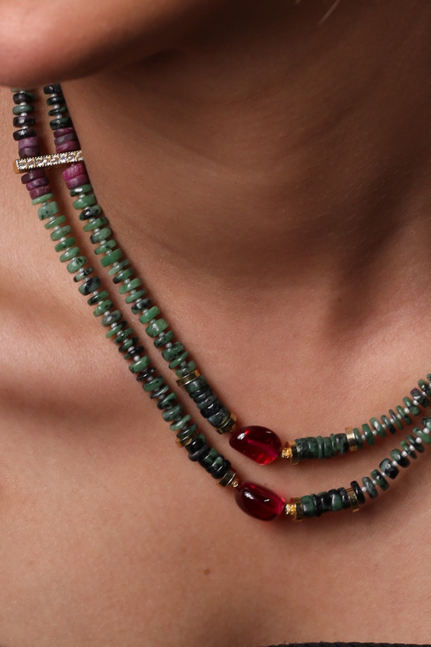 Ruby Zoisite Beads Necklace