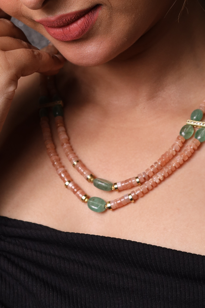 Peach Moonstone Beads Necklace