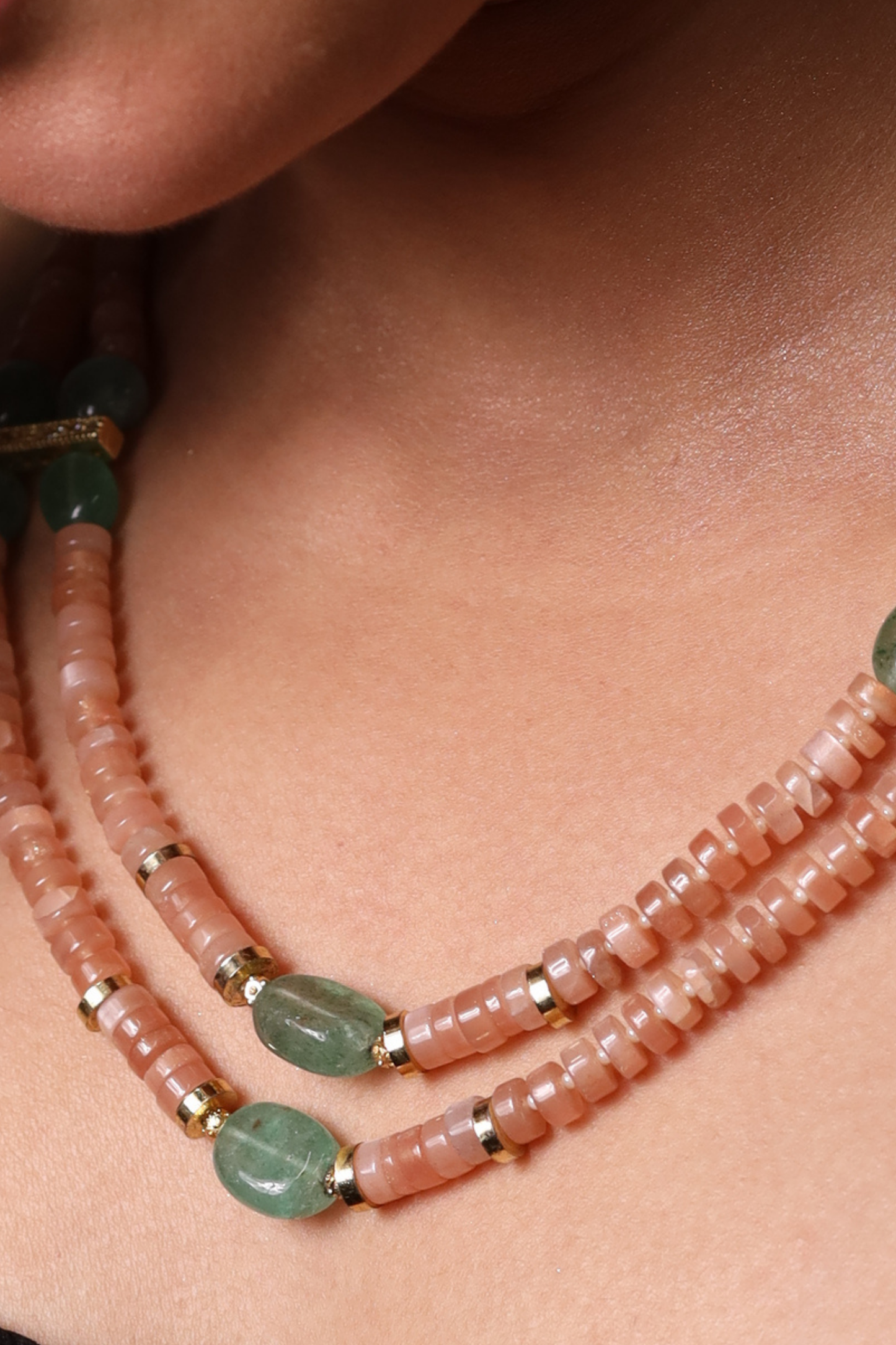 Peach Moonstone Beads Necklace