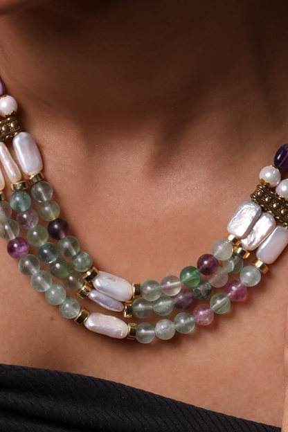 Fluorite and Amethyst Beads Necklace