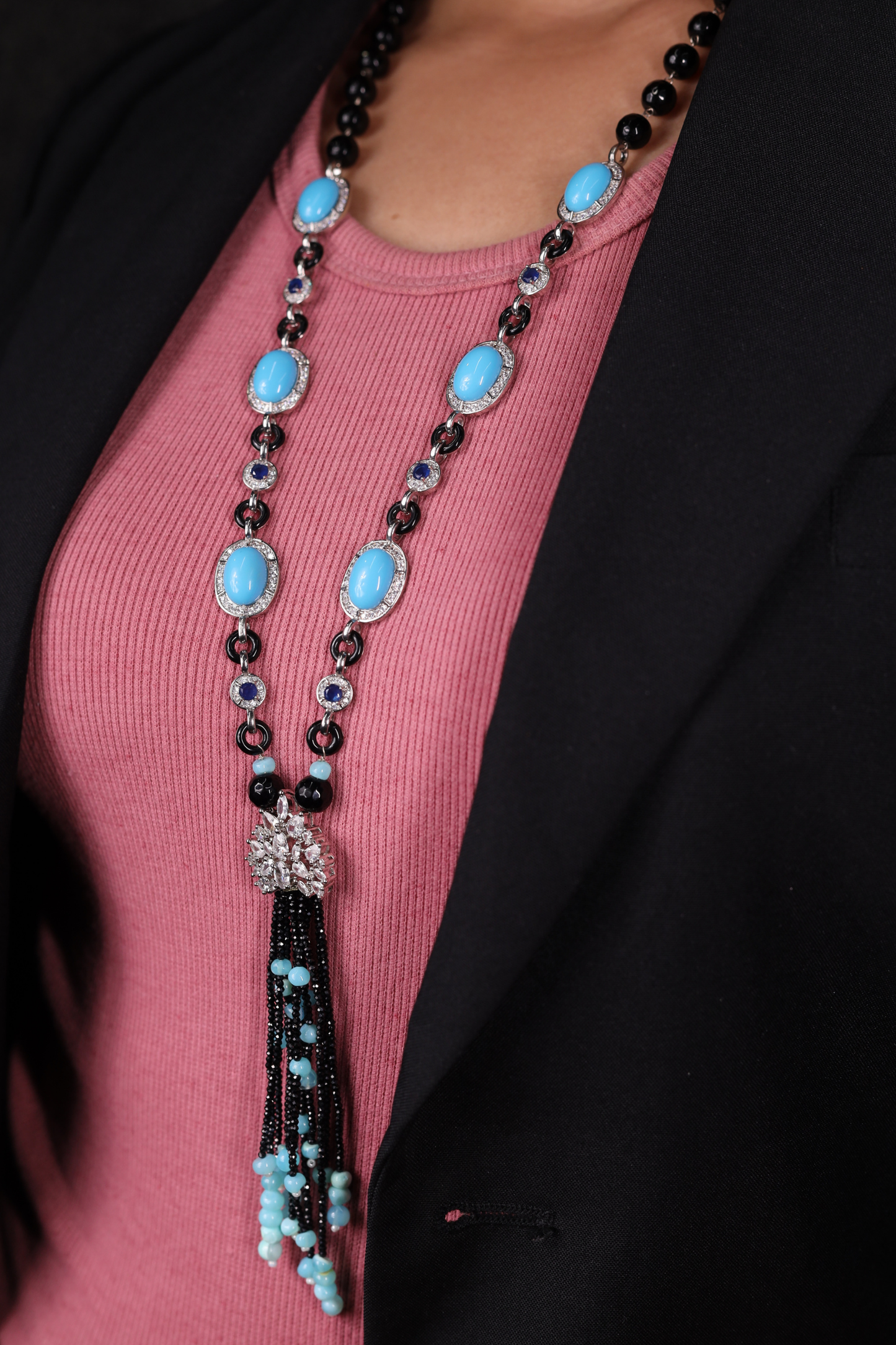 Admirable Turquoise & Black contemporary   Necklace