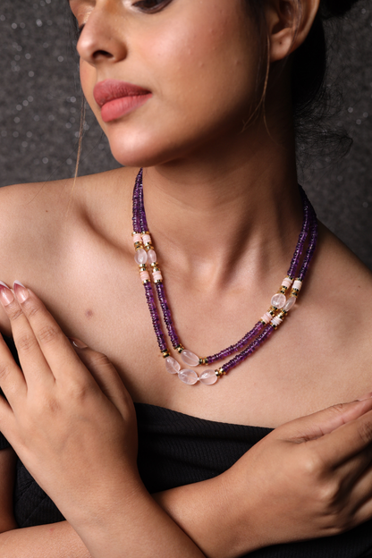 Amethyst & Rose Quartz Beads Necklace