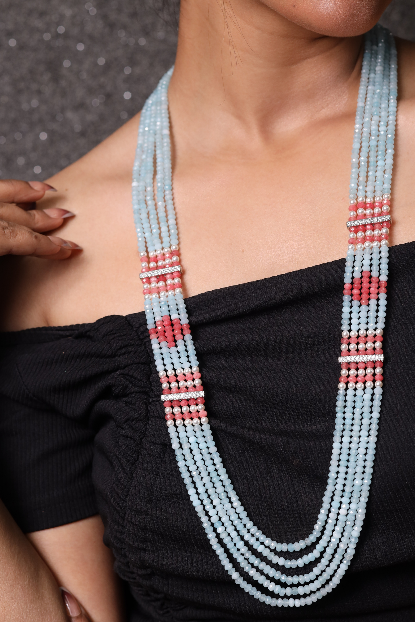 Sky Blue Onyx Beads Necklace