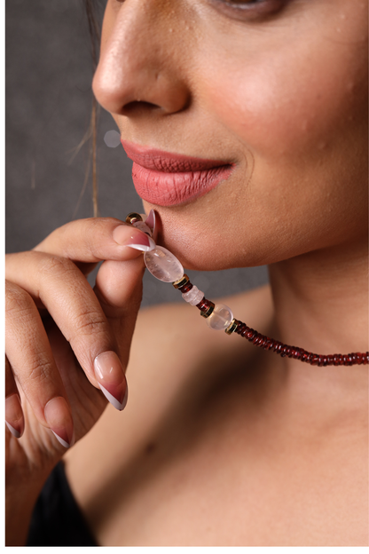 Garnet with Rose Quartz Heishi Beads Necklace