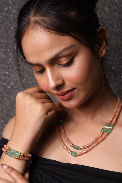 Peach Moonstone Beads Necklace