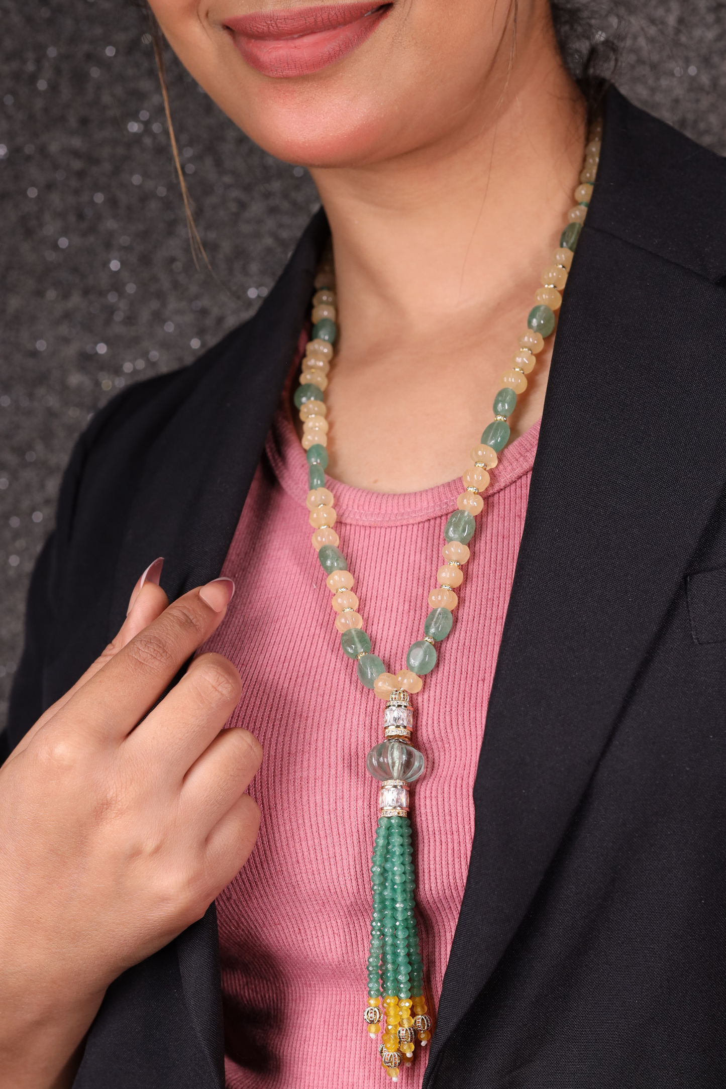 Yellow Aventurine & Green  contemporary Necklace