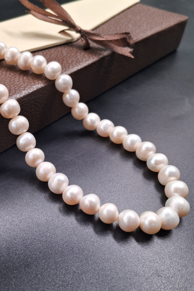Delicate Real Pearl Necklace – 8mm with Natural Real Pearls