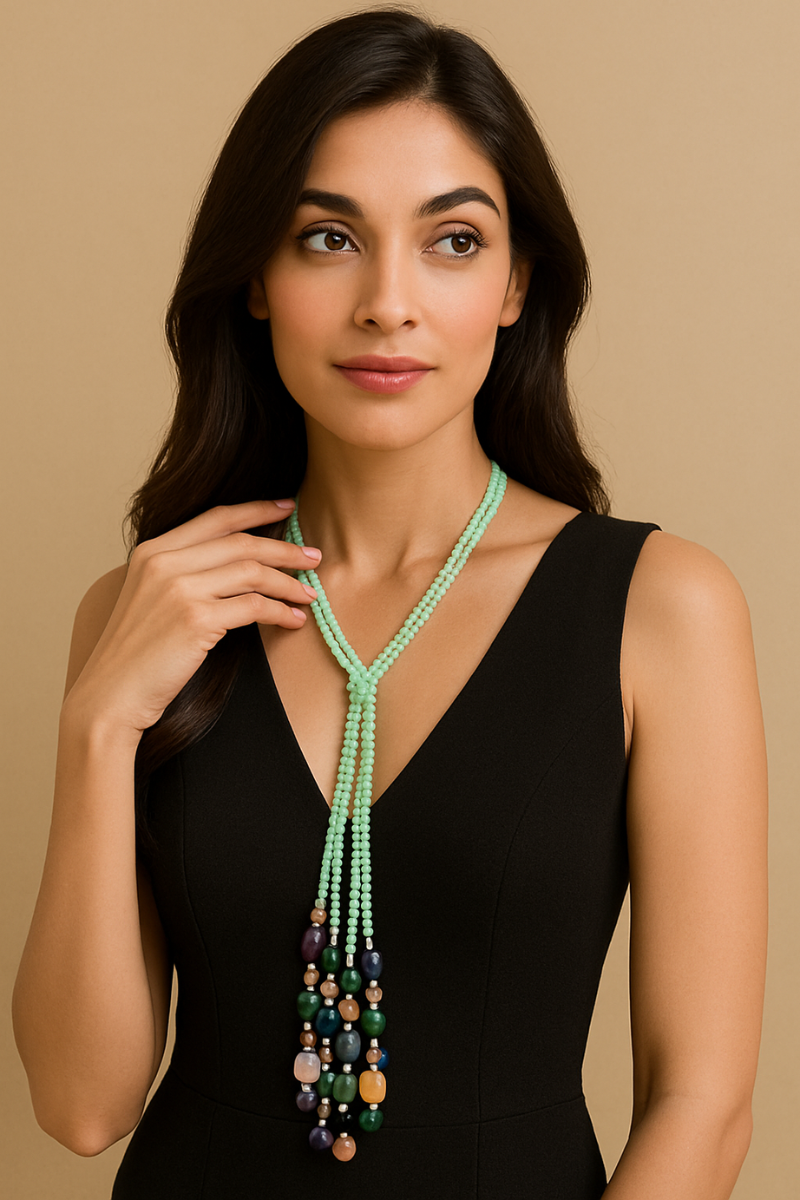 Exquisite Mint Green Onyx Natural Bunch Necklace