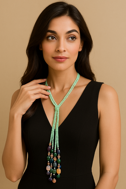 Exquisite Mint Green Onyx Natural Bunch Necklace