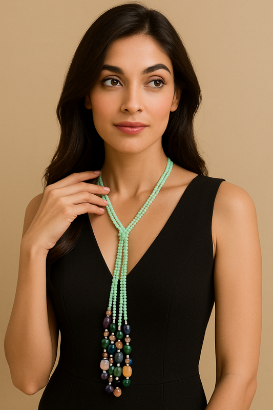 Exquisite Mint Green Onyx Natural Bunch Necklace