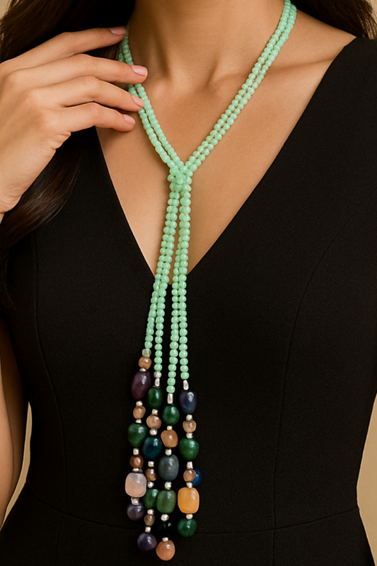 Exquisite Mint Green Onyx Natural Bunch Necklace