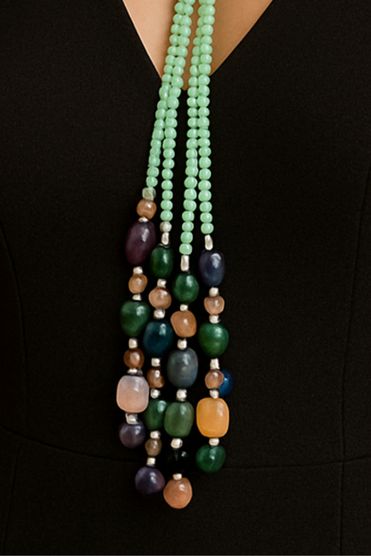 Exquisite Mint Green Onyx Natural Bunch Necklace