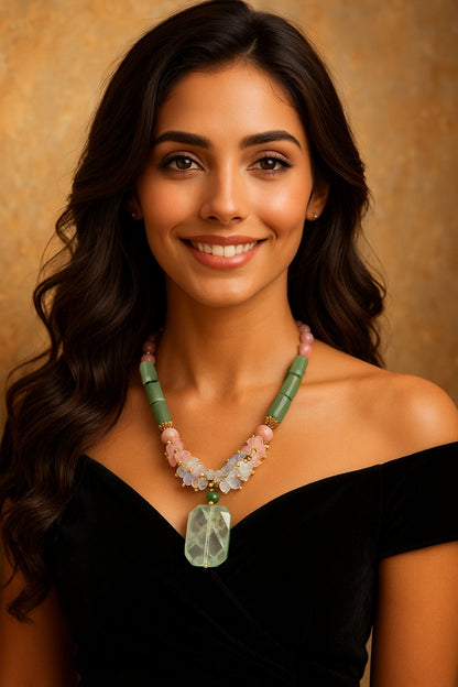 Embrace  Rhodolite Natural Stone Necklace