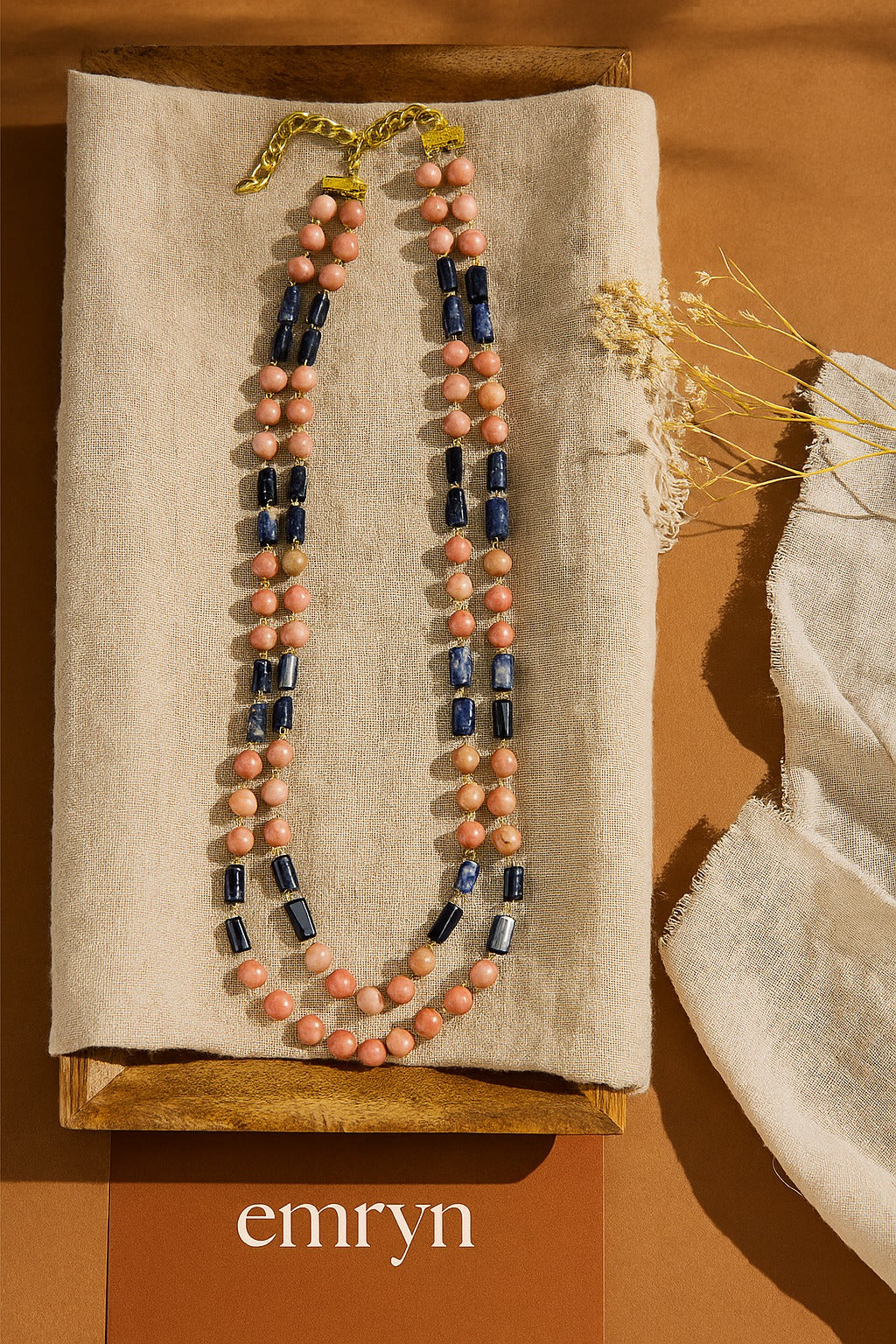 Elevate Rodolite  with Lapis  Natural gem Stone Necklace
