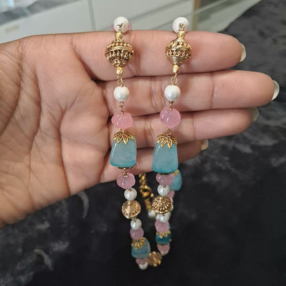 Royal Turquoise and Pink Melon Gemstone Necklace