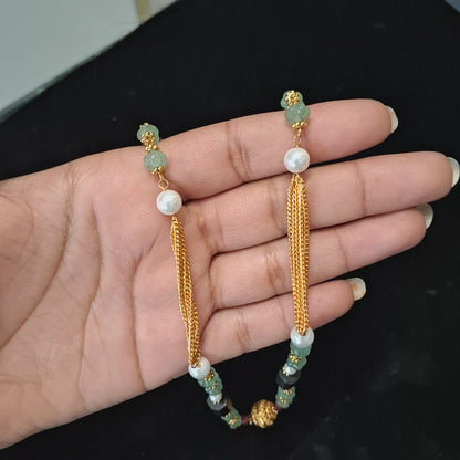 Luxury Green Aventurine Beaded Necklace with Black Tourmaline Stones