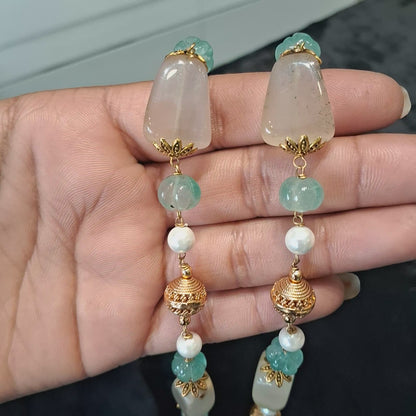 Elegant Green Aventurine with Yellow Tumble Statement Necklace