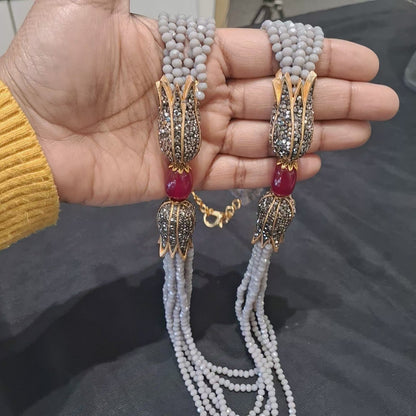 Classic Grey Onyx Beaded Necklace