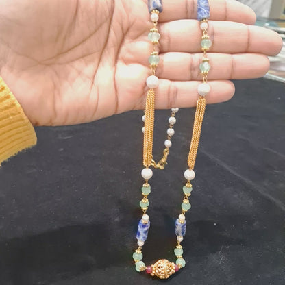 “Designer Aventurine & Sodalite Bead Necklace”