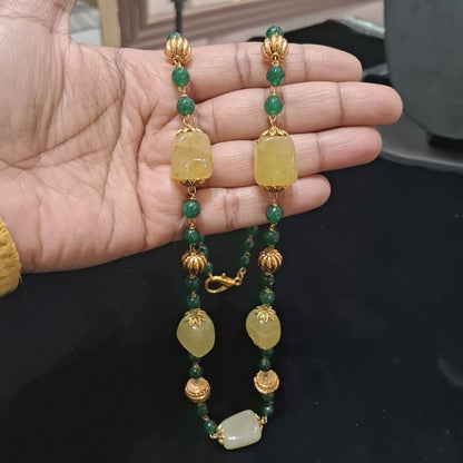 “Elegant Yellow Quartz & Aventurine Necklace”